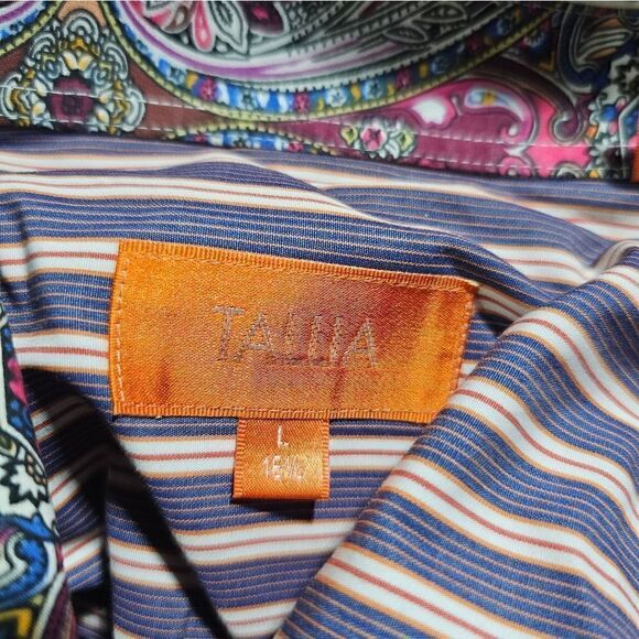 TALLIA Blue Striped Paisley Long Sleeve Button Down Shirt - Size Large - Picture 6 of 7
